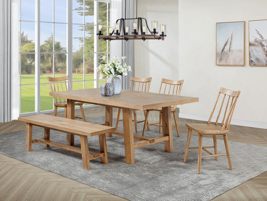 Middleton 6-piece Extension Leaf Dining Set Natural Brown