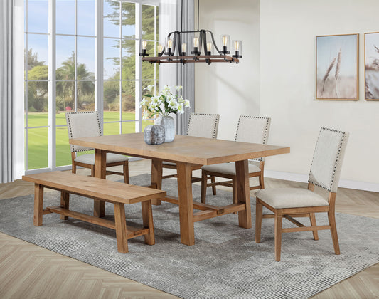 Middleton 6-piece Extension Leaf Dining Set Brown and Beige
