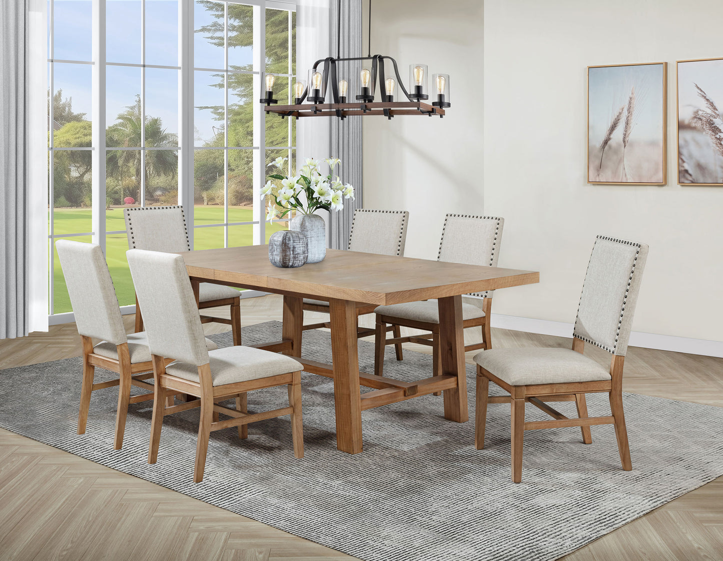 Middleton 7-piece Extension Leaf Dining Set Brown and Beige