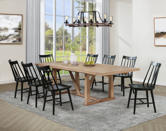 Middleton 9-piece Extension Leaf Dining Set Brown and Black