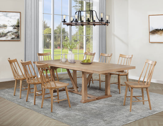 Middleton 9-piece Extension Leaf Dining Set Natural Brown