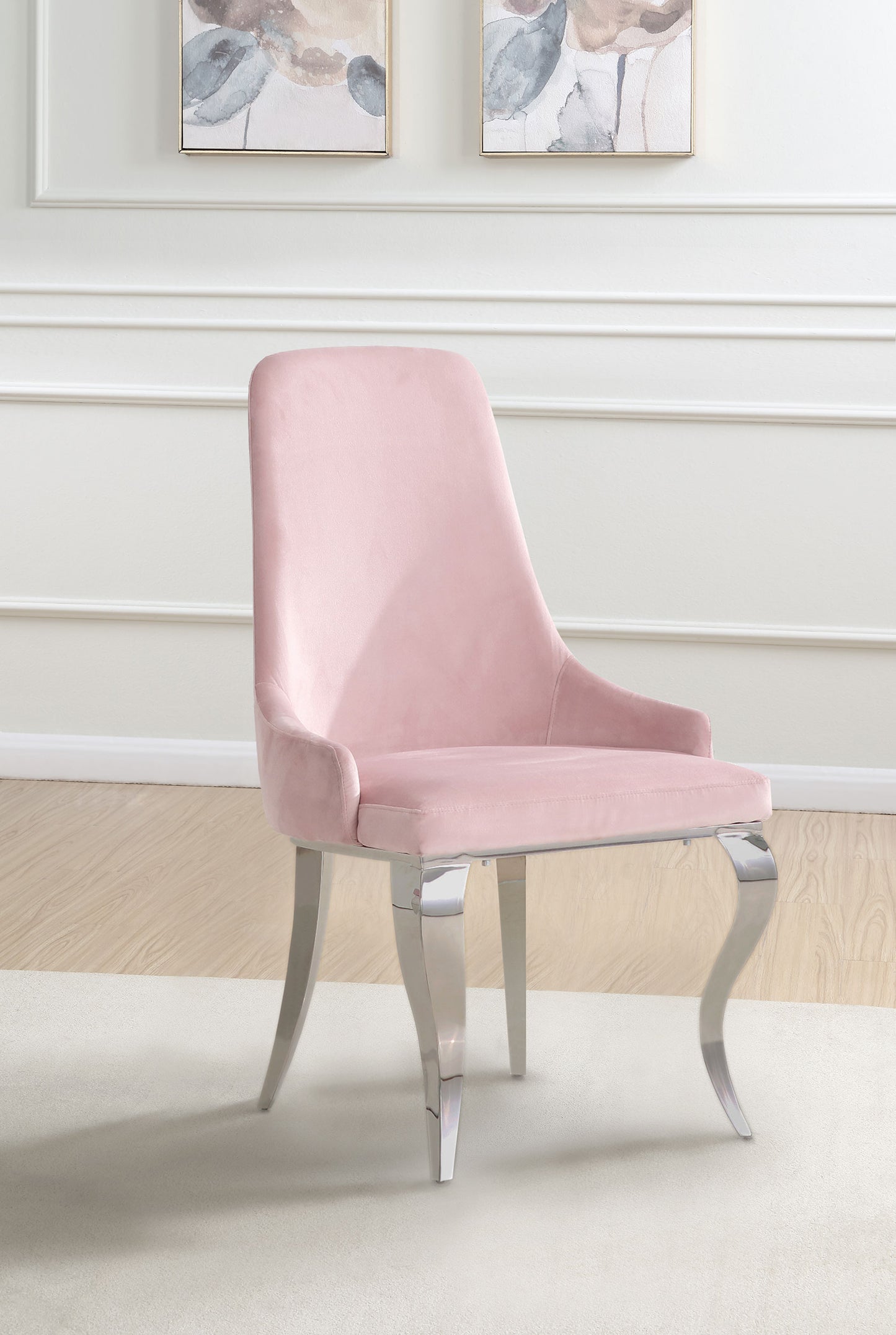 Antoine Velvet Upholstered Dining Side Chair Pink (Set of 2)