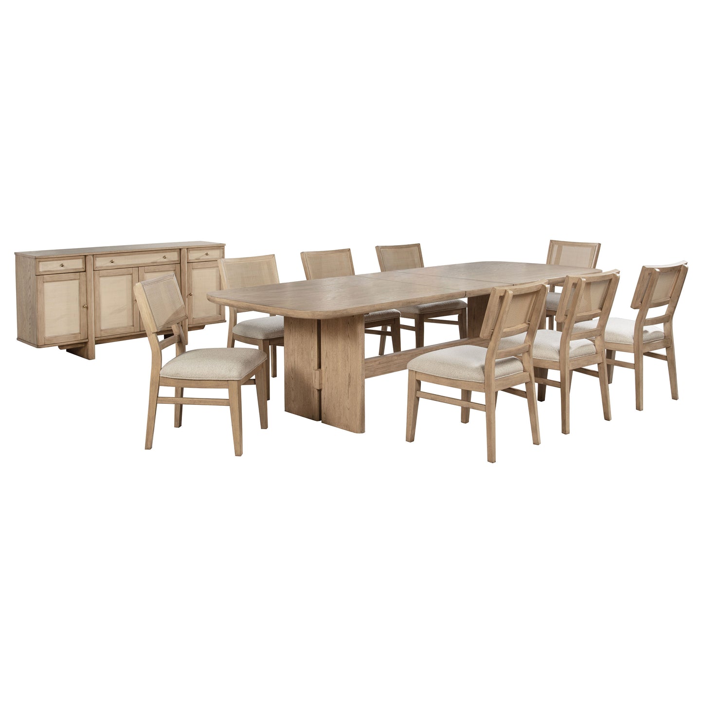 Kailani 10-piece Wood Dining Set with Sideboard Beige Oak