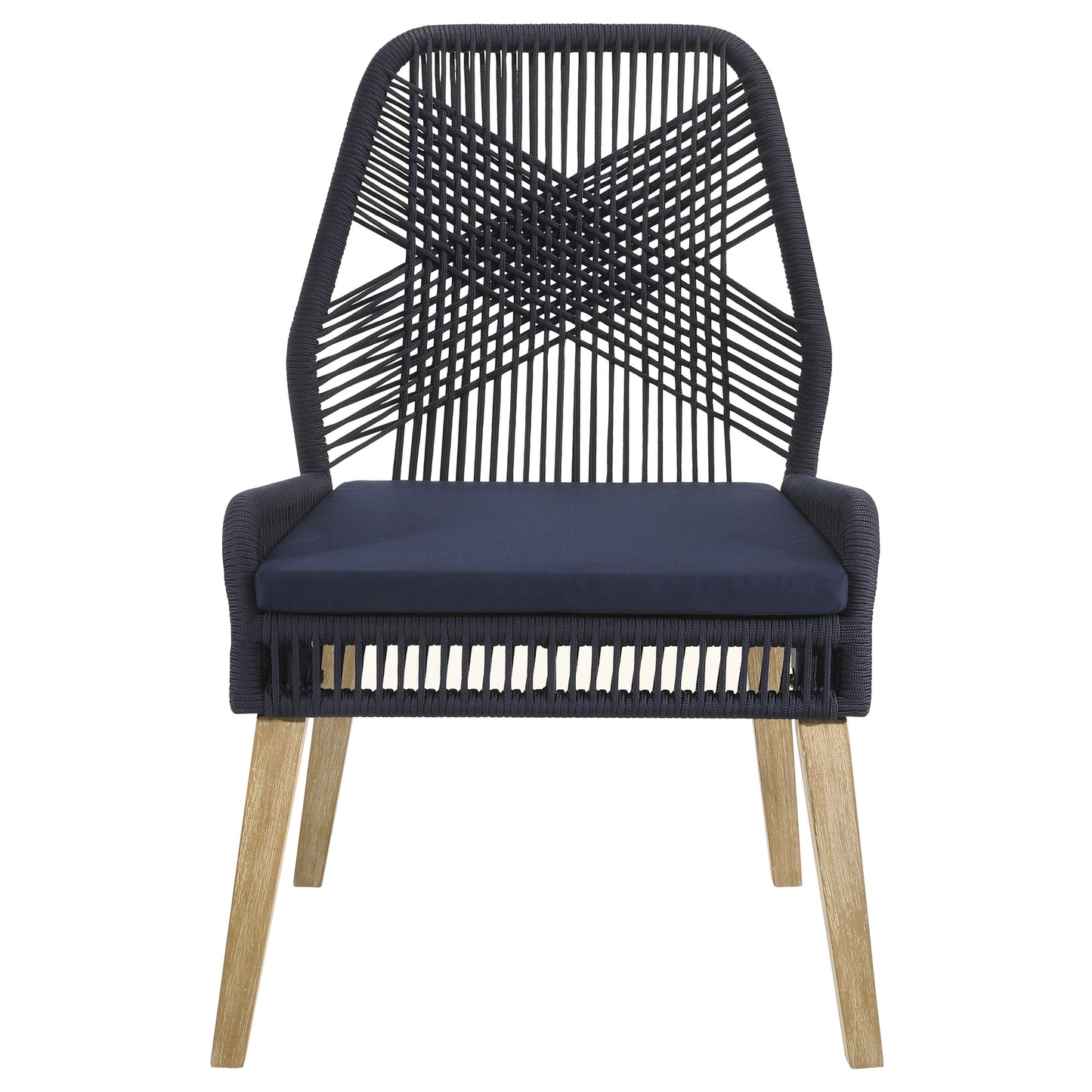 Nakia Woven Rope Dining Side Chairs Dark Navy (Set of 2)