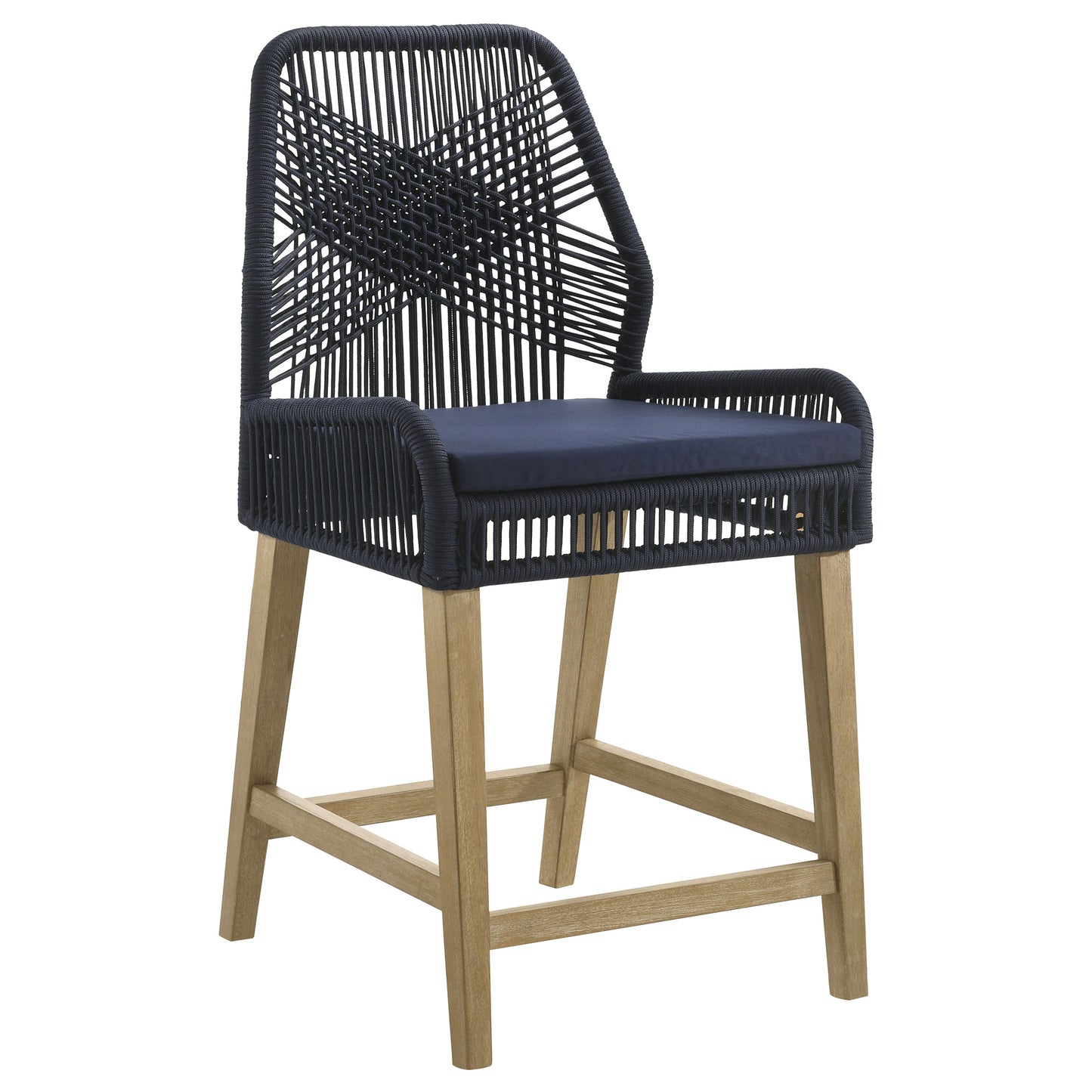 Nakia Woven Rope Counter Chair with Cushion Navy (Set of 2)