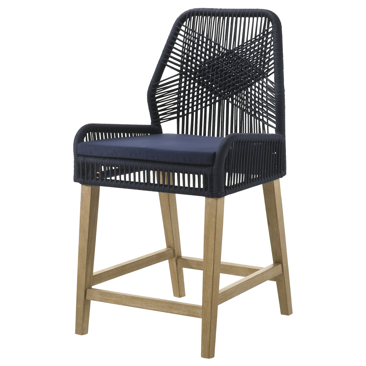 Nakia Woven Rope Counter Chair with Cushion Navy (Set of 2)