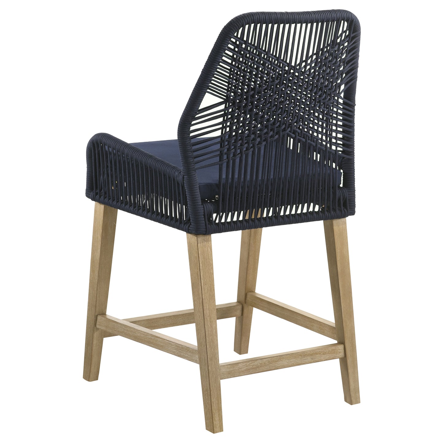 Nakia Woven Rope Counter Chair with Cushion Navy (Set of 2)