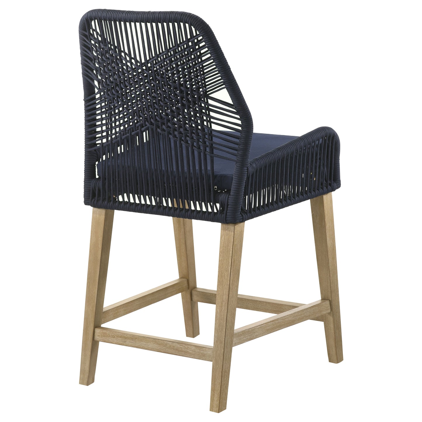 Nakia Woven Rope Counter Chair with Cushion Navy (Set of 2)