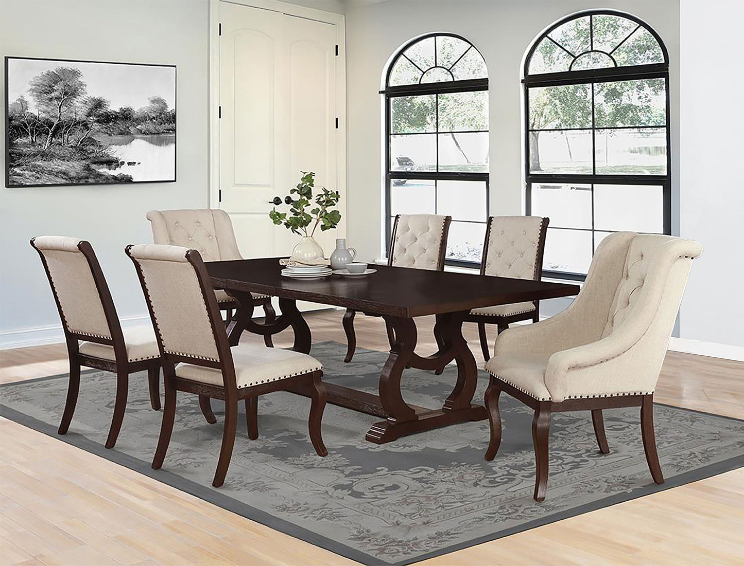 Brockway 7-piece Extension Leaf Dining Set Antique Java