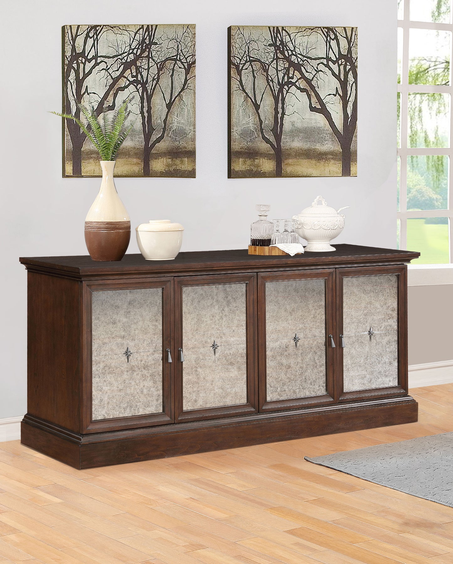 Brockway 4-door Dining Sideboard Buffet Cabinet Antique Java