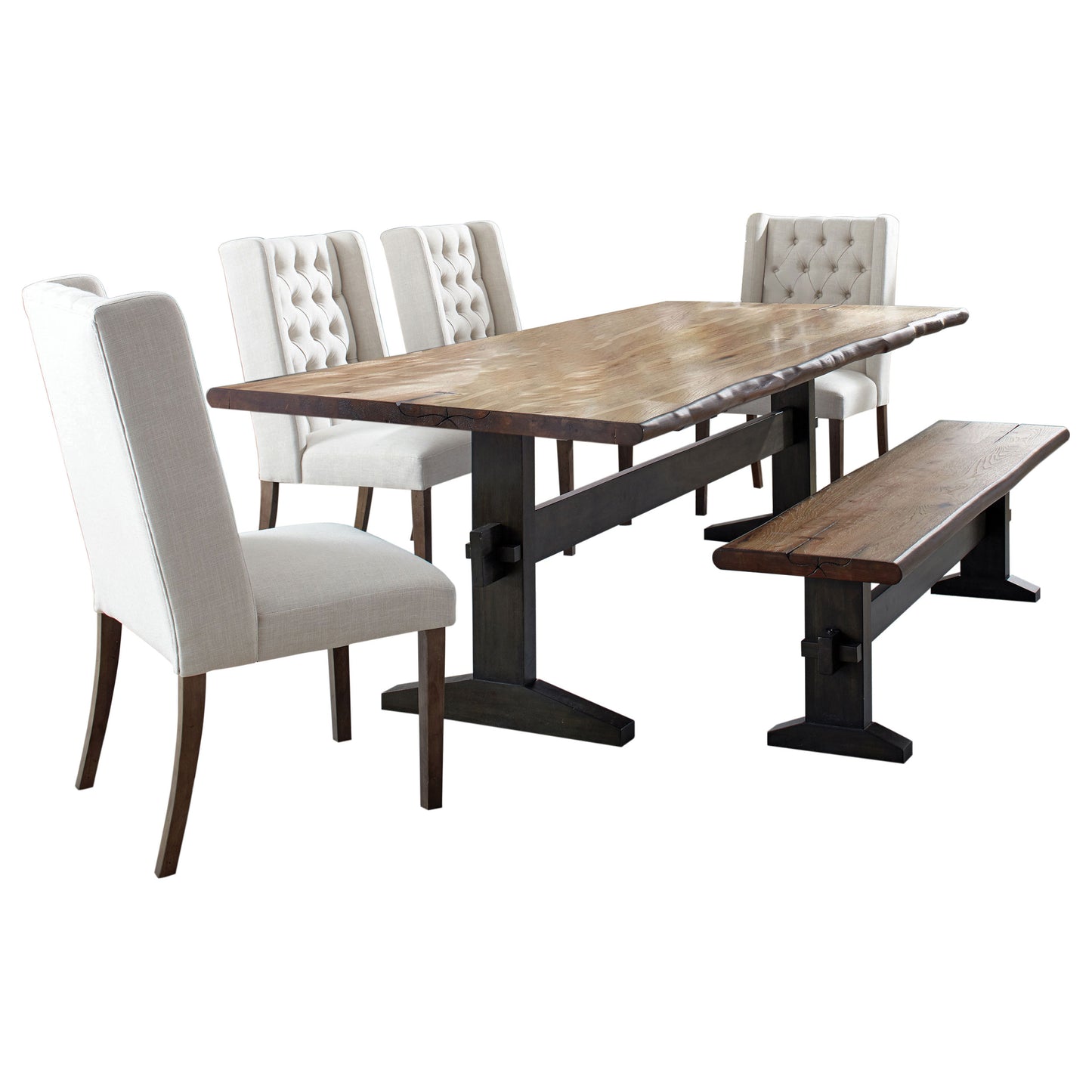 Bexley 6-piece Rectangular Live Edge Dining Table Set Honey