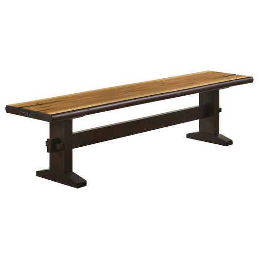 Bexley Wood Dining Bench Natural Honey and Smokey Black