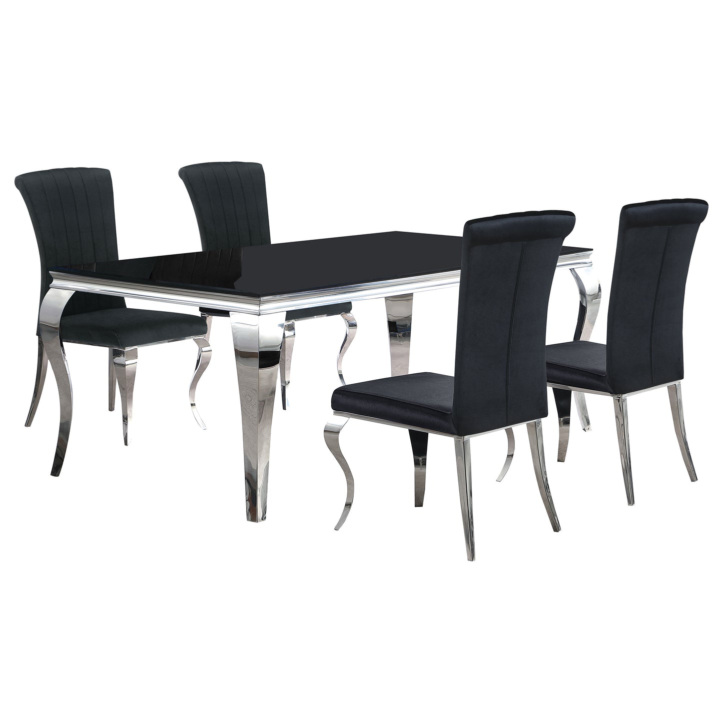Carone 5-piece 81-inch Rectangular Black Glass Dining Set Black