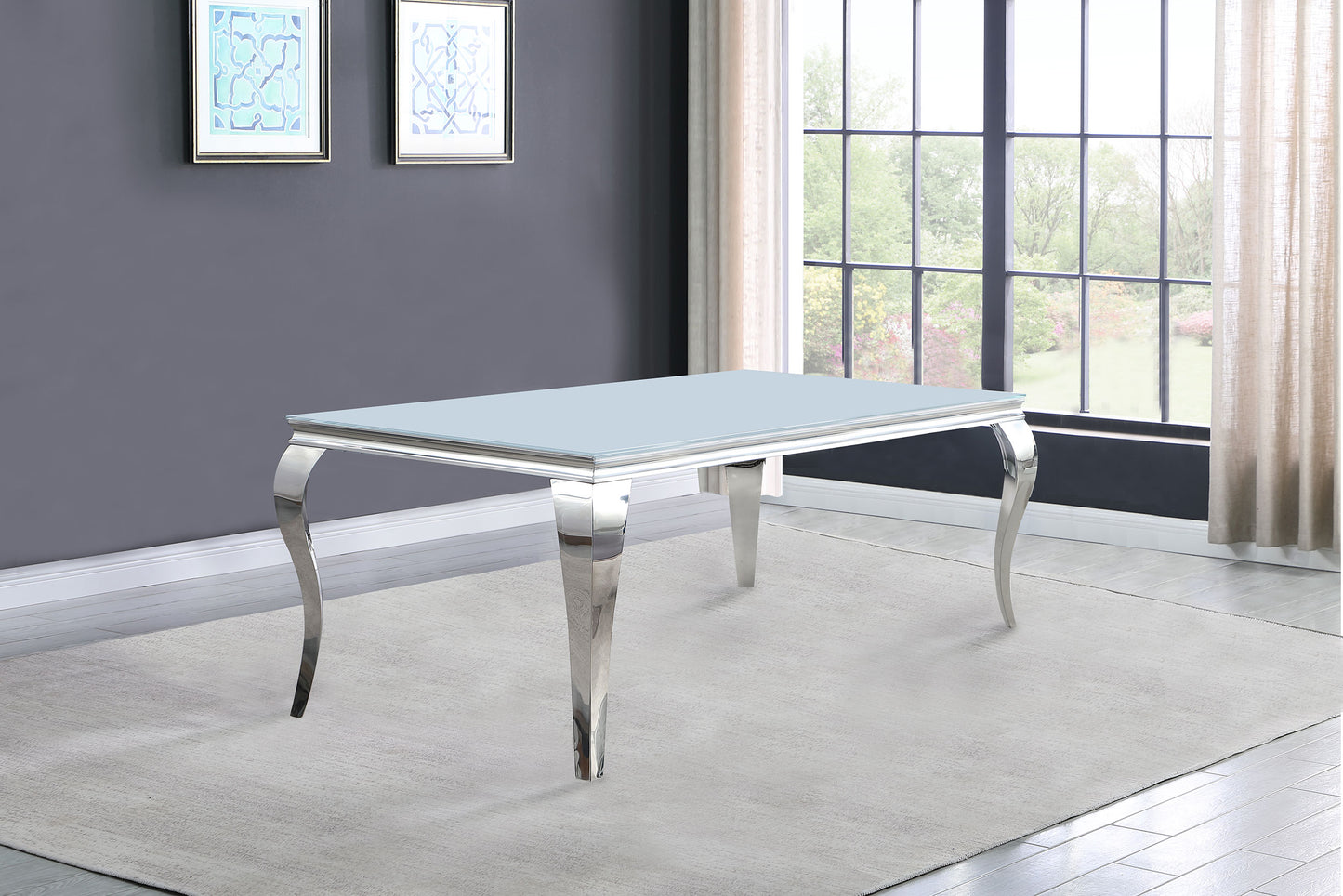Carone Rectangular 61-inch Glass Top Dining Table White
