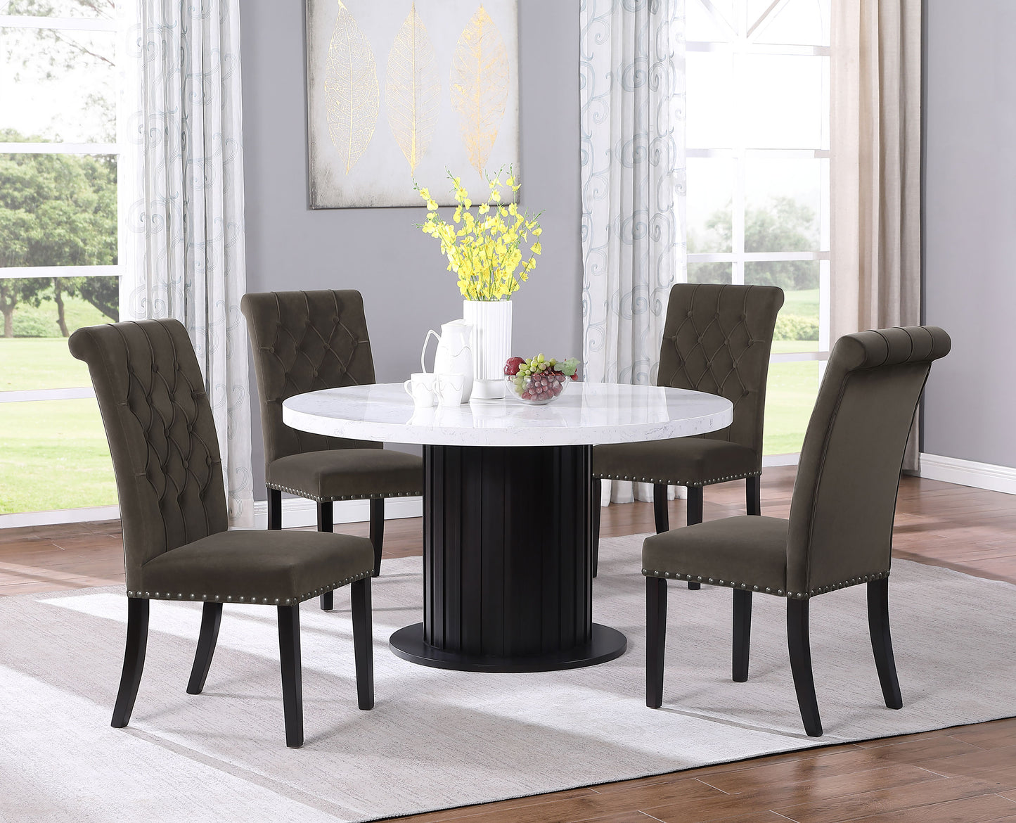 Alana Velvet Upholstered Dining Side Chair Brown (Set of 2)