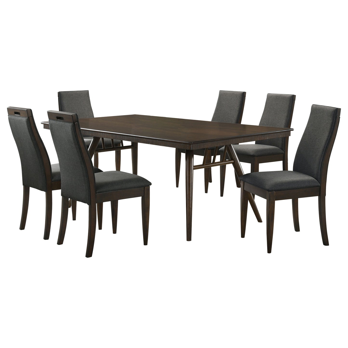 Wes 7-piece Rectangular Dining Table Set Dark Walnut