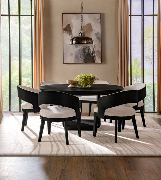 Leandro 7-piece Round Dining Table Set Burnished Black