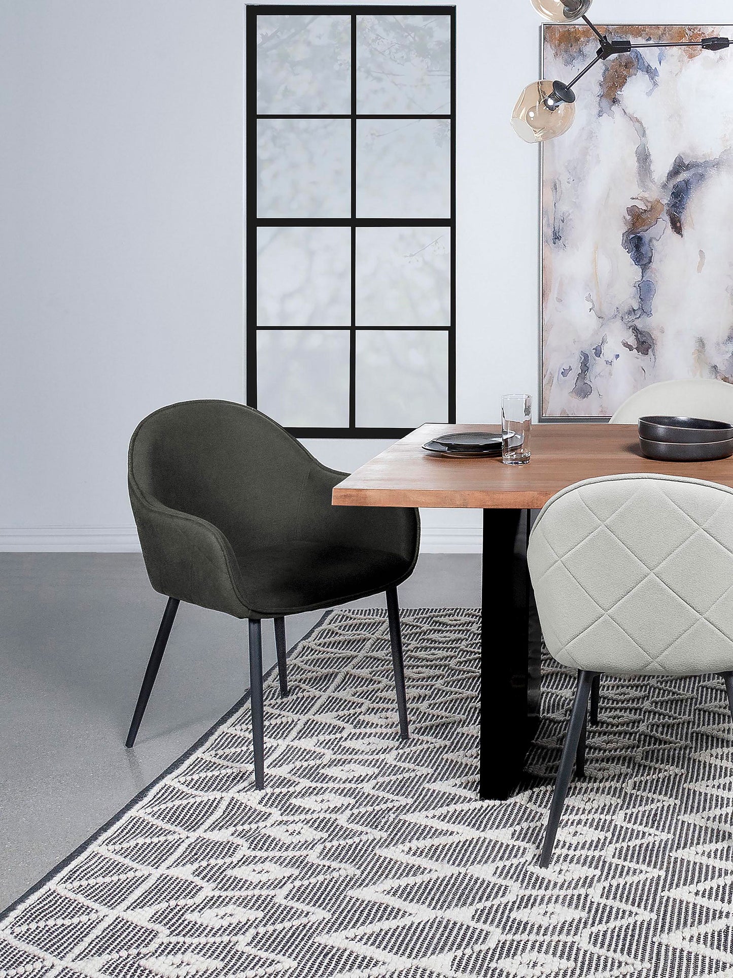 Emma Fabric Upholstered Dining Arm Chair Charcoal (Set of 2)