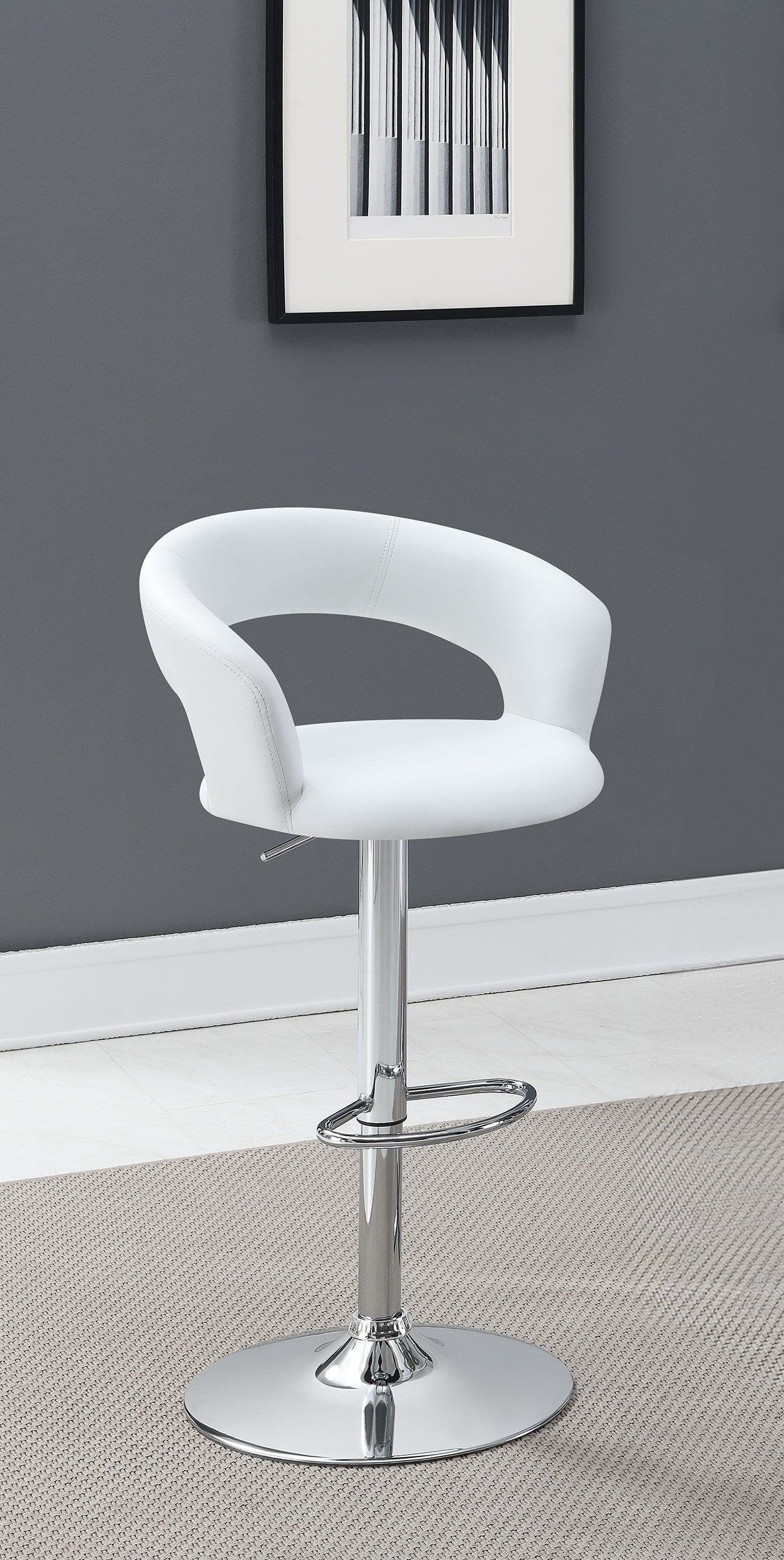 Barraza 29-inch Adjustable Height Bar Stool White and Chrome