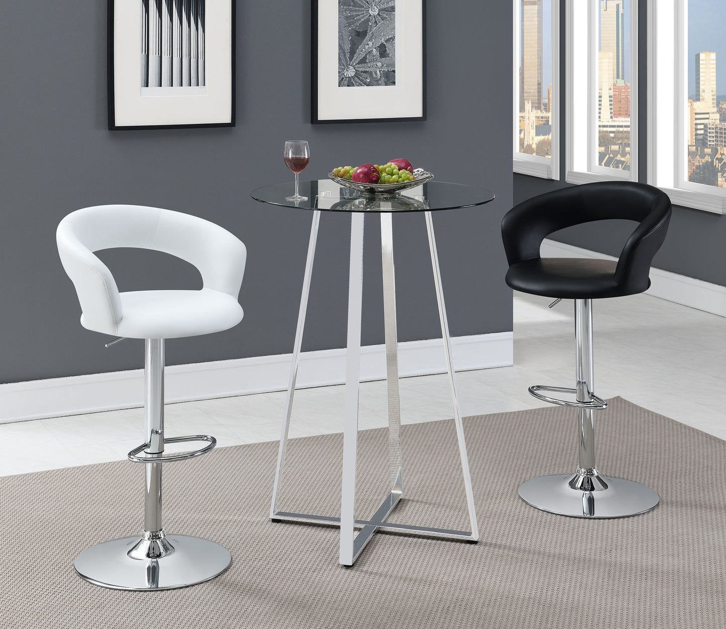 Barraza 29-inch Adjustable Height Bar Stool White and Chrome
