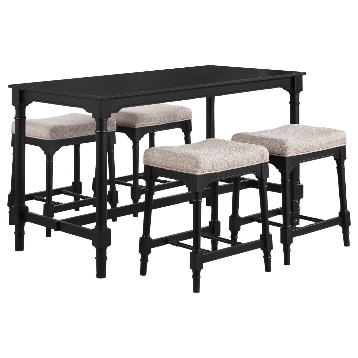 Martina 5-piece Rectangular Counter Height Dining Set Black