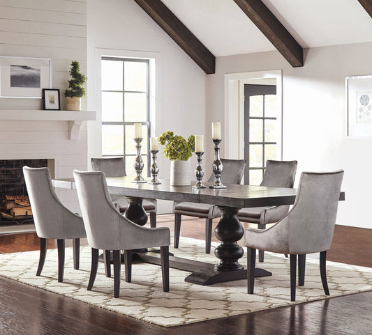 Phelps 7-piece Rectangular Dining Table Set Distressed Noir
