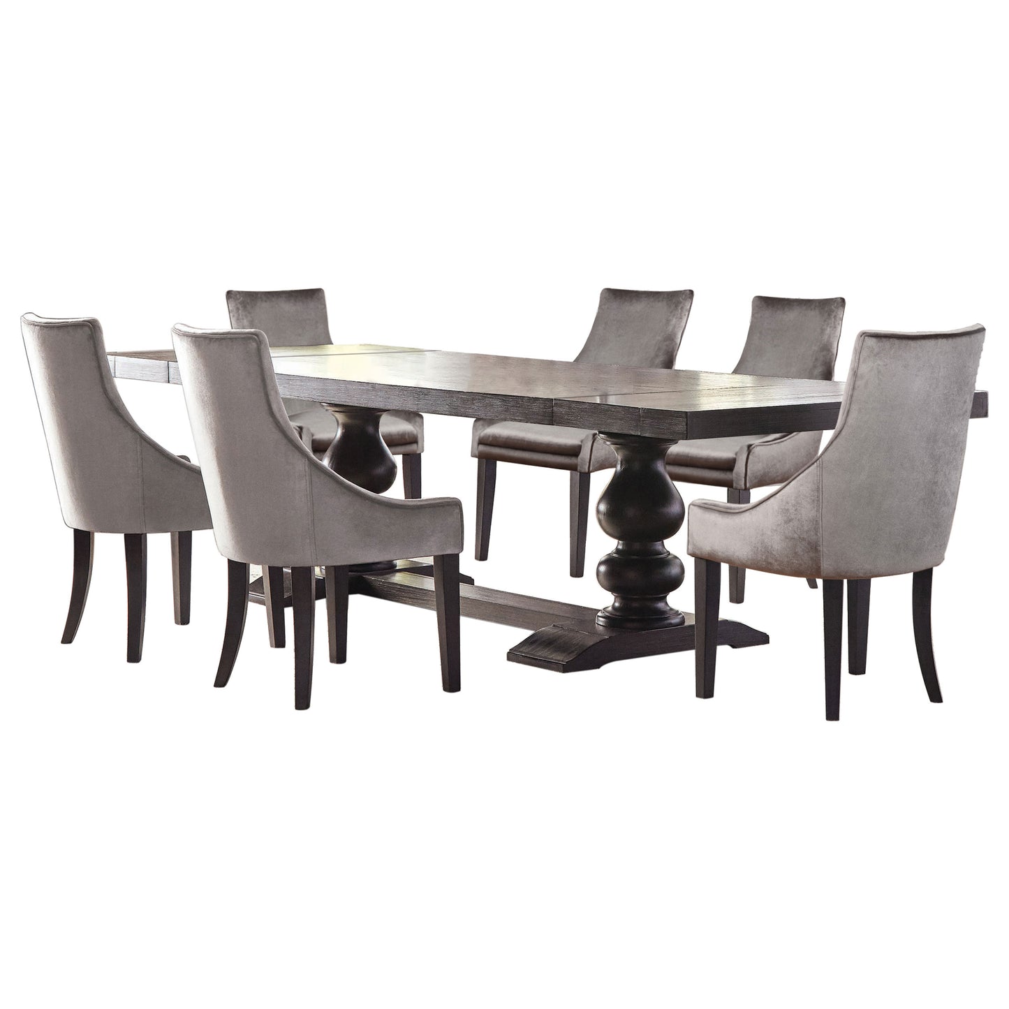 Phelps 7-piece Rectangular Dining Table Set Distressed Noir