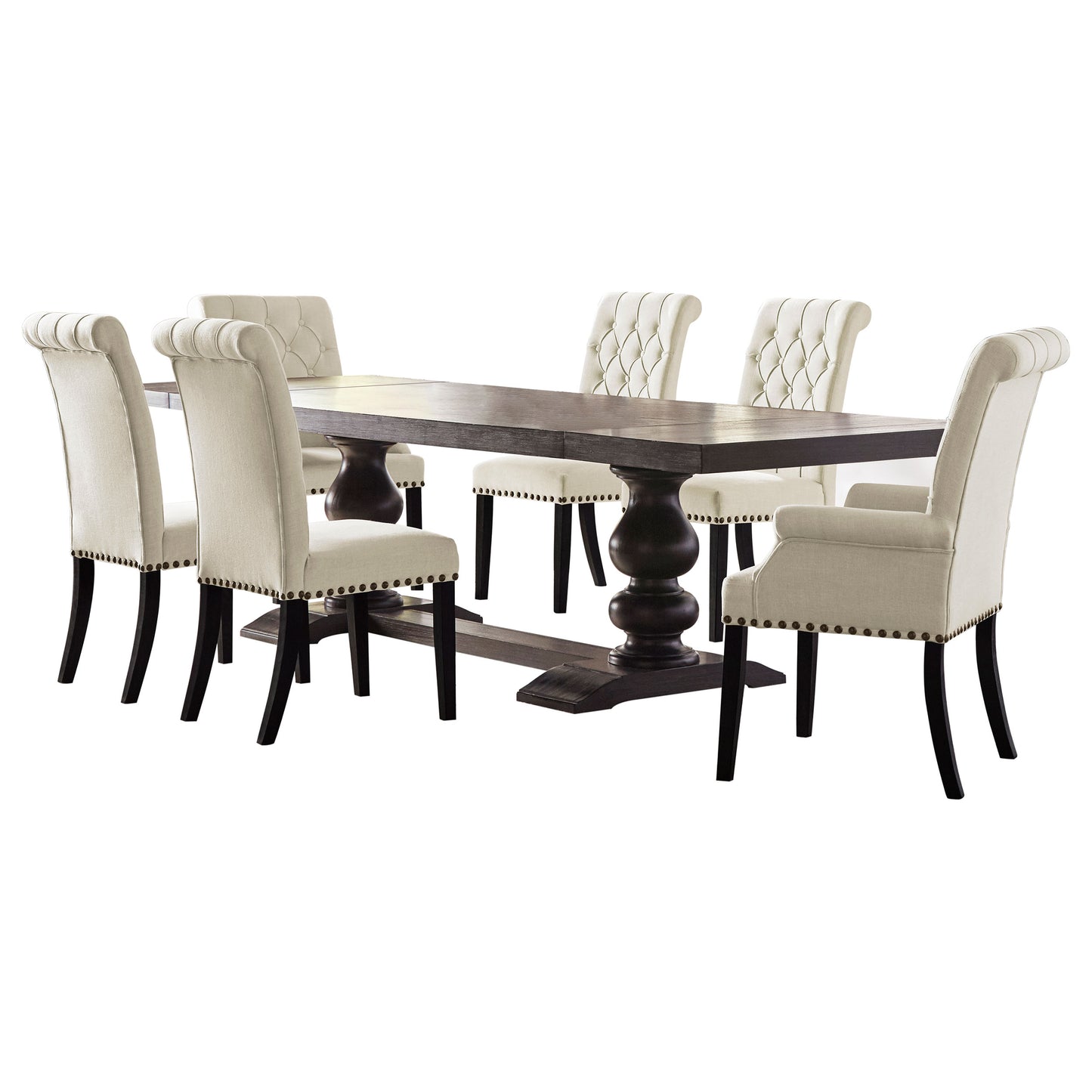 Phelps 7-piece Rectangular Dining Table Set Distressed Noir
