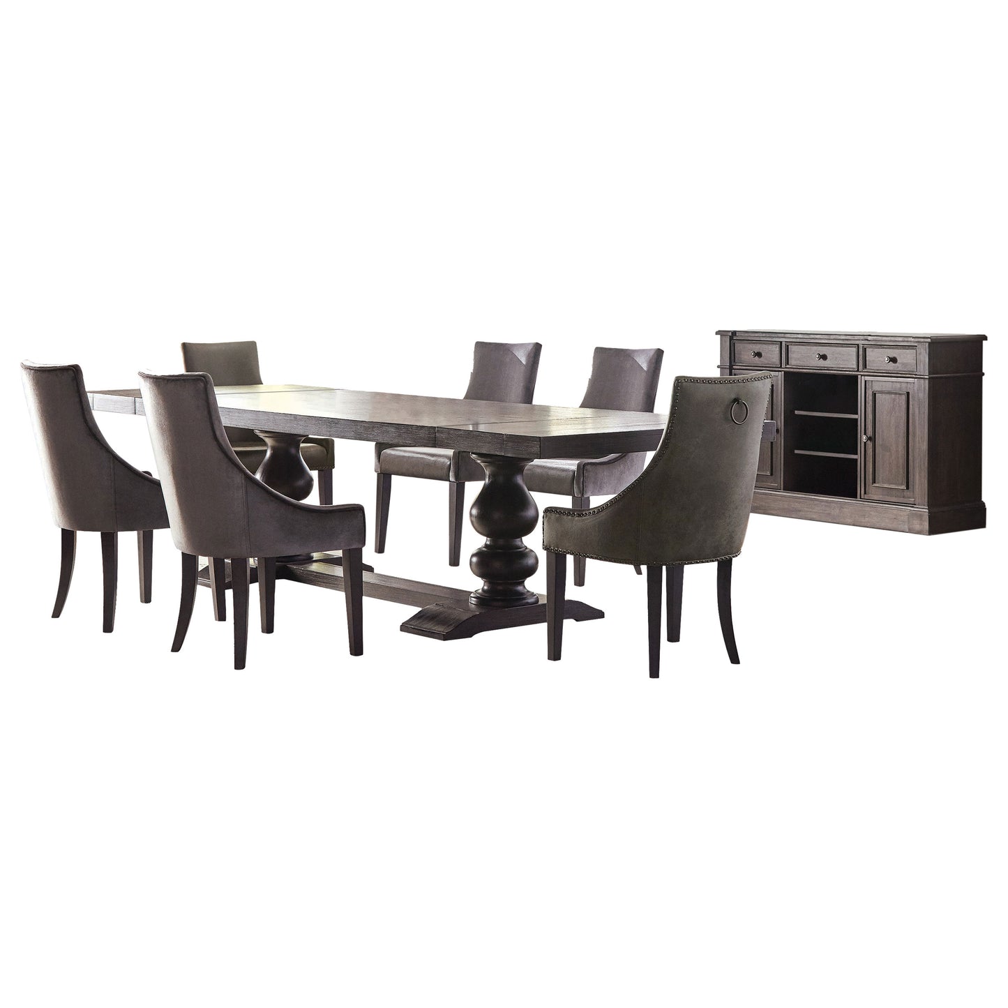 Phelps 8-piece Rectangular Dining Table Set Distressed Noir