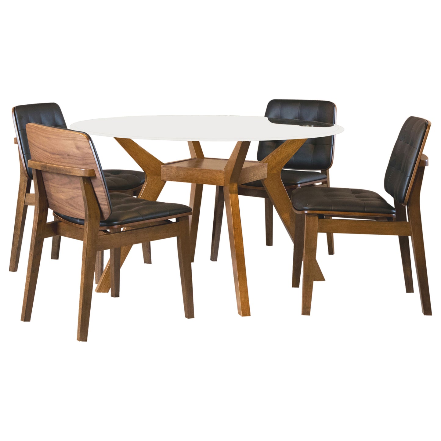 Paxton 5-piece Round Glass Top Dining Table Set Nutmeg