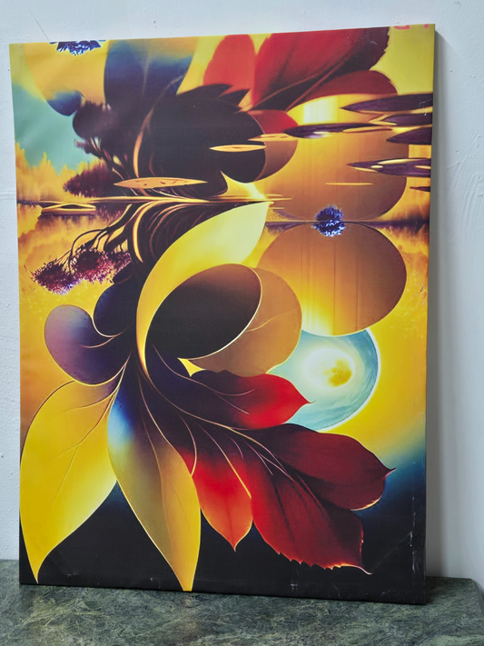 Sunset Bloom Abstract Canvas Wall Art – 39.4" x 29.5"