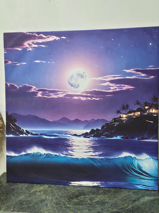 Moonlit Ocean Paradise Canvas