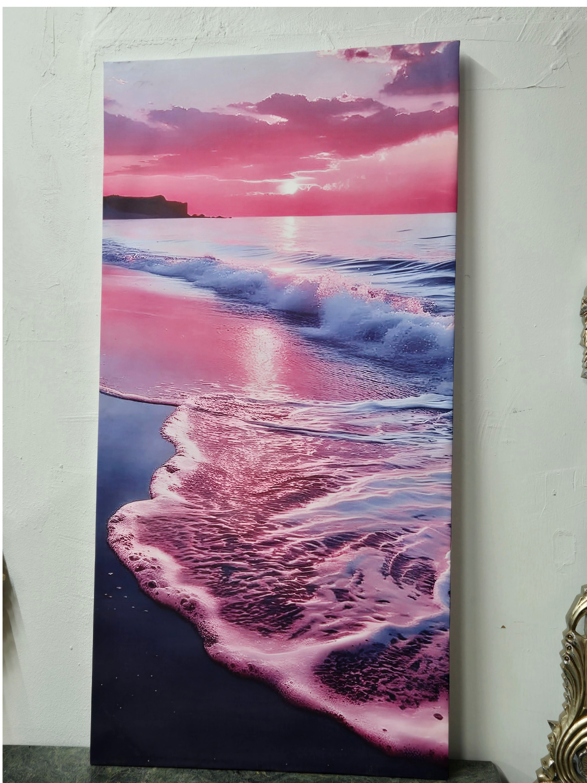 Pink Sunset Shoreline Canvas  59.1" H x 29.5" W (150 x 75 cm)