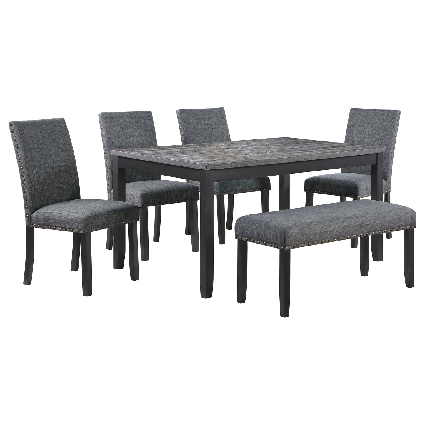Barlow 6-piece Rectangular Dining Table Set Grey and Black