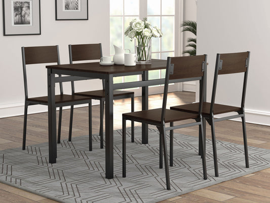 Lana 5-piece Rectangular Dining Set Dark Brown and Black