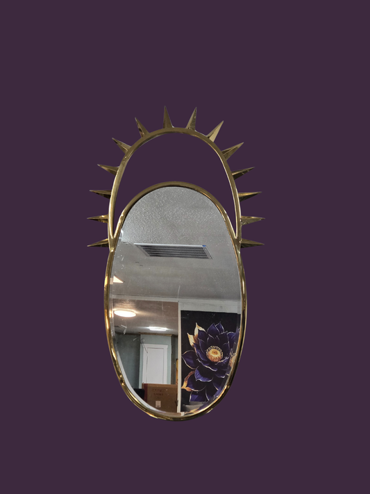 Golden Sun Crown Oval Wall Mirror