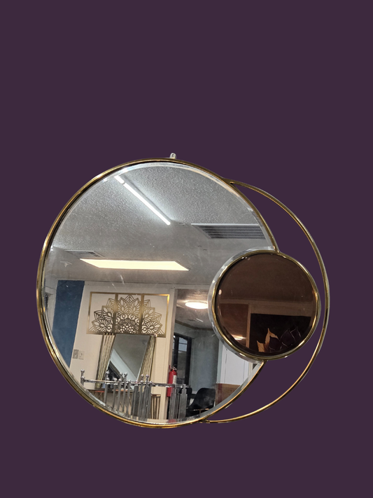 Golden Orbit Dual-Ring Wall Mirror