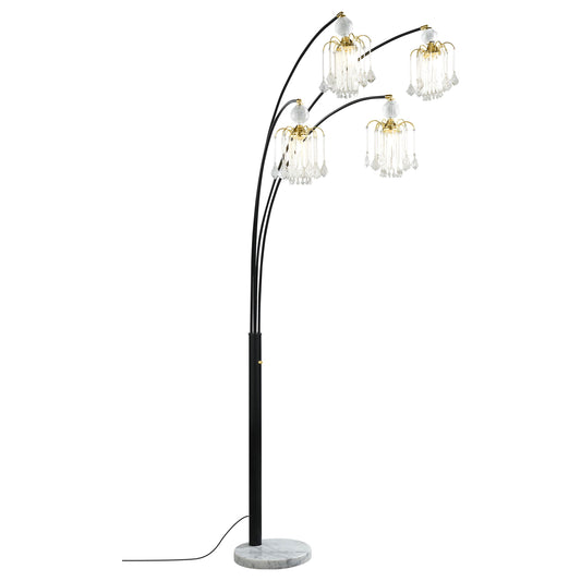 Maisel 91-inch Hanging Crystal Arc Tree Floor Lamp Black