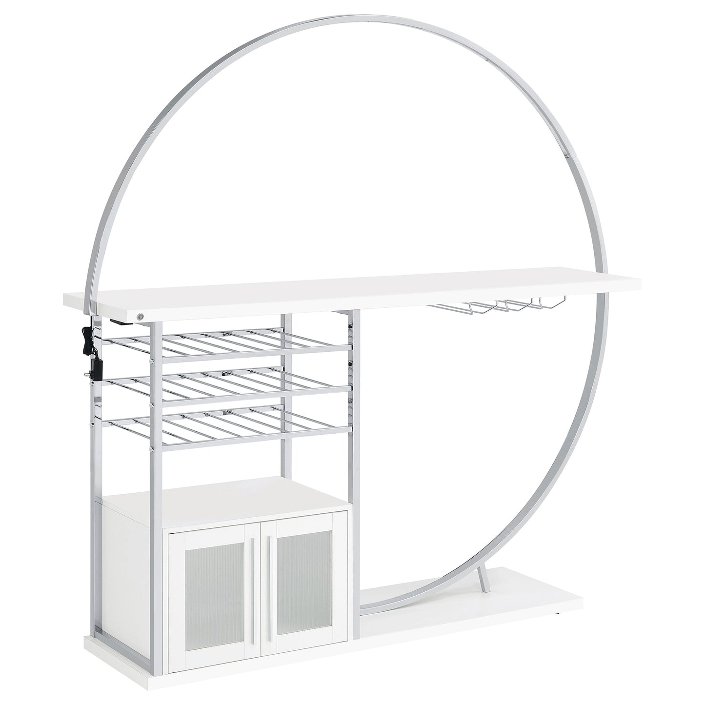 Risley 2-door Circular LED Wine Cabinet White High Gloss