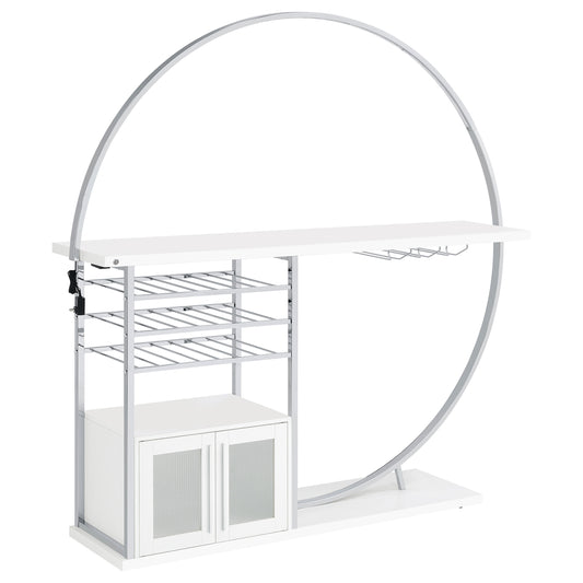 Risley 2-door Circular LED Wine Cabinet White High Gloss
