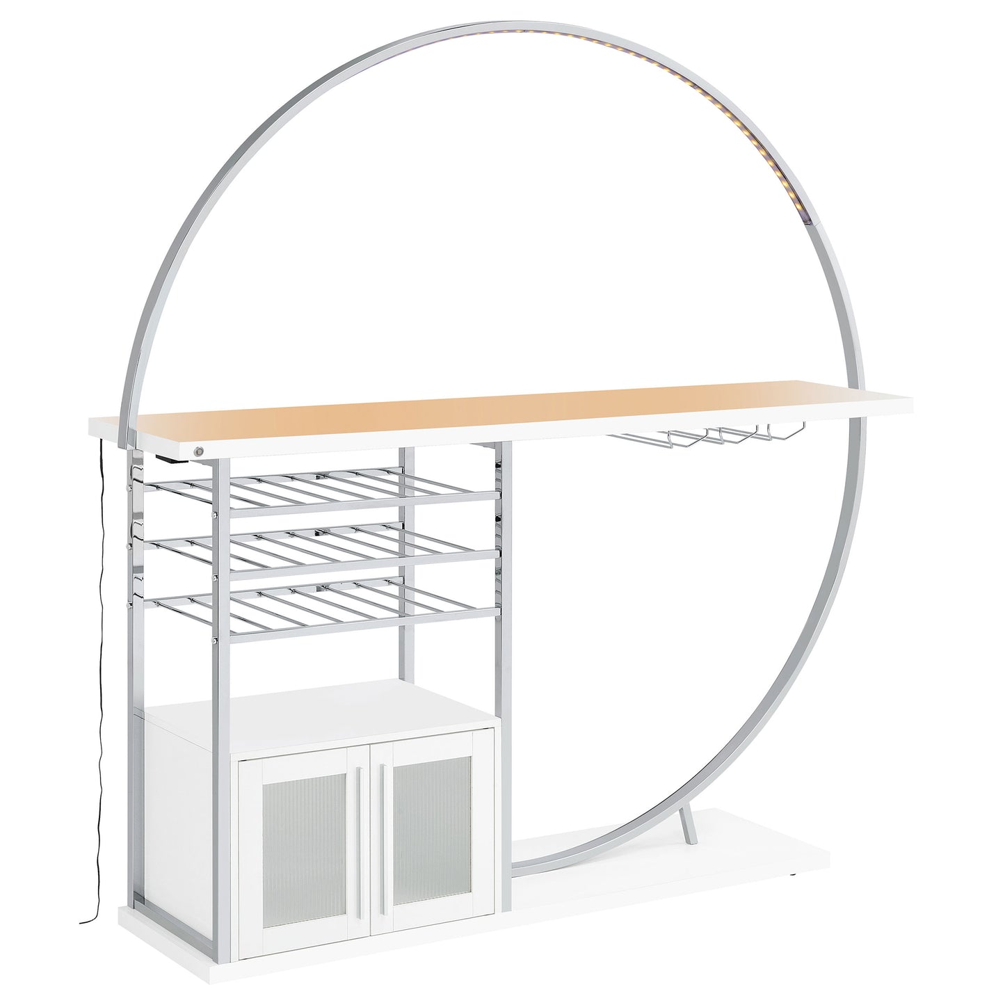 Risley 2-door Circular LED Wine Cabinet White High Gloss