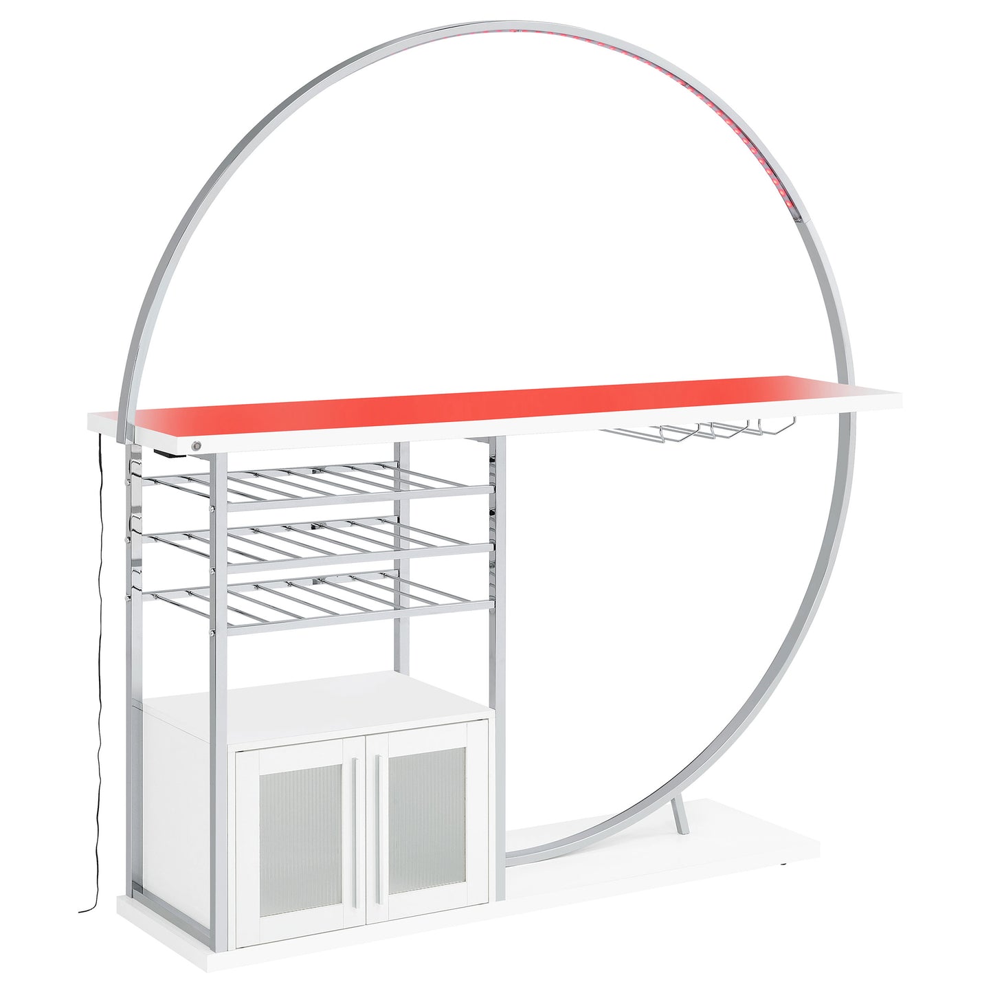 Risley 2-door Circular LED Wine Cabinet White High Gloss