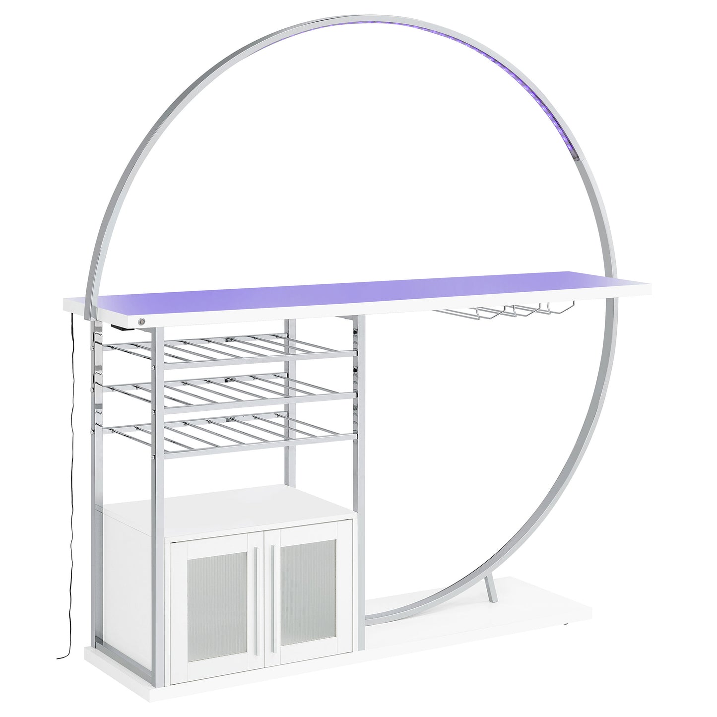 Risley 2-door Circular LED Wine Cabinet White High Gloss