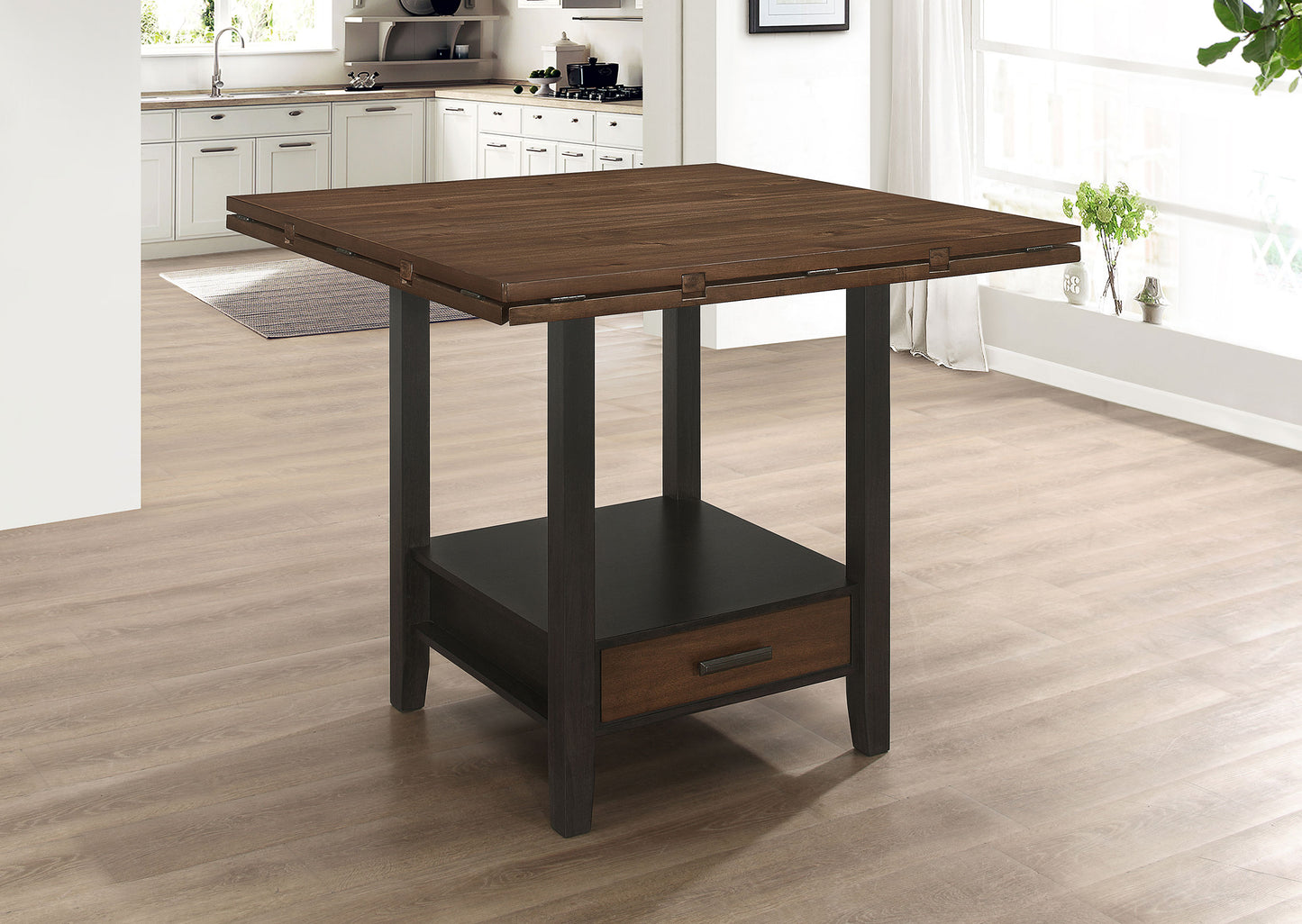 Sanford 60-inch Extension Leaf Counter Dining Table Espresso