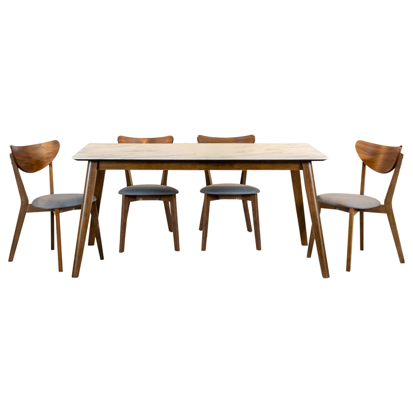 Everett 5-piece Rectangular Dining Table Set Natural Walnut