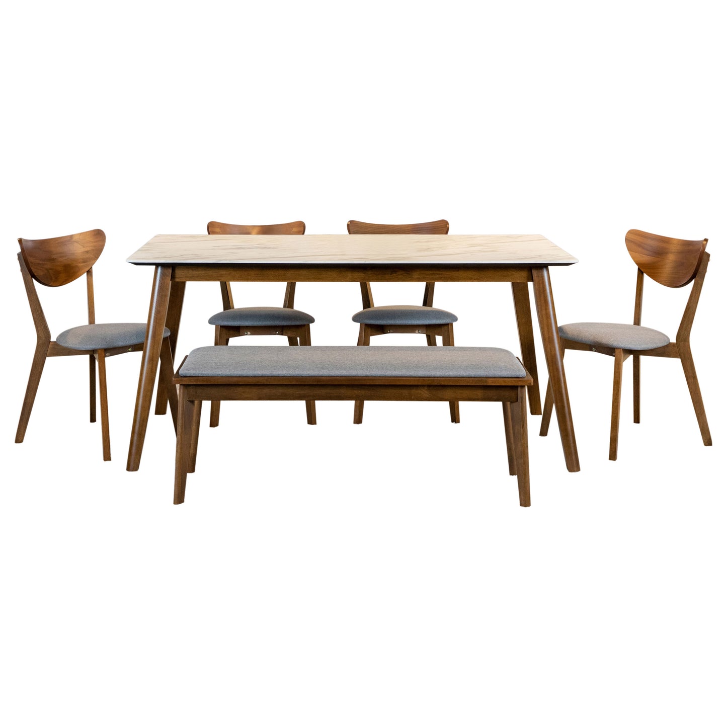 Everett 6-piece Rectangular Dining Table Set Natural Walnut
