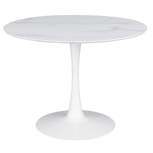 Arkell Round 40-inch Faux Marble Top Dining Table White