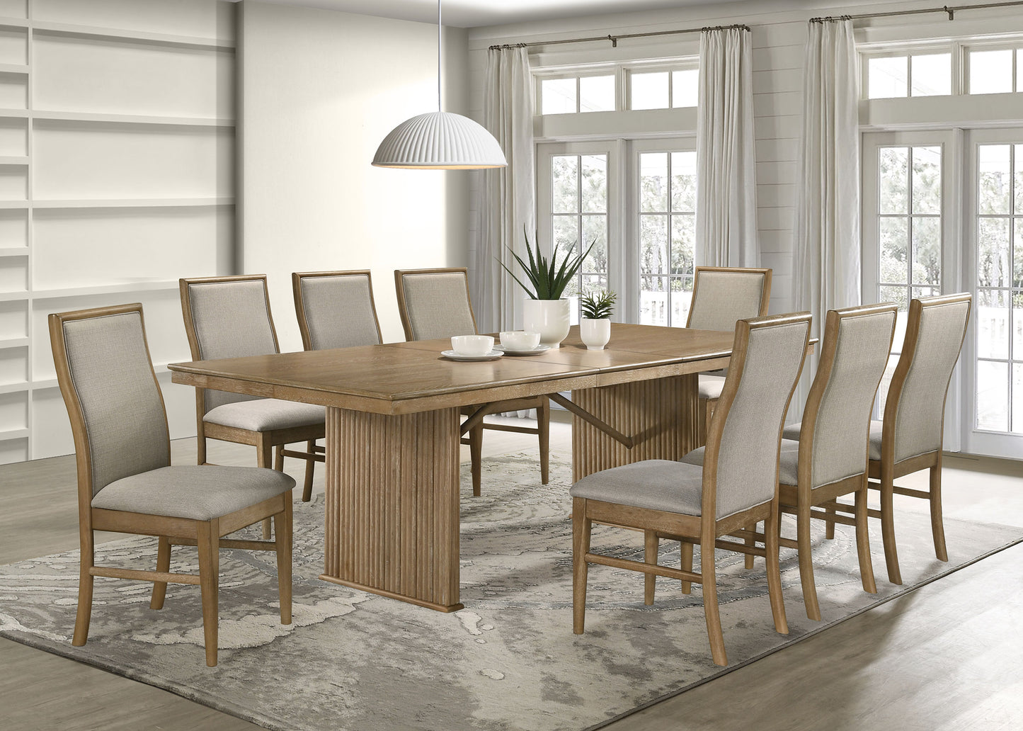 Adina 89-inch Extension Dining Table Distressed Light Brown