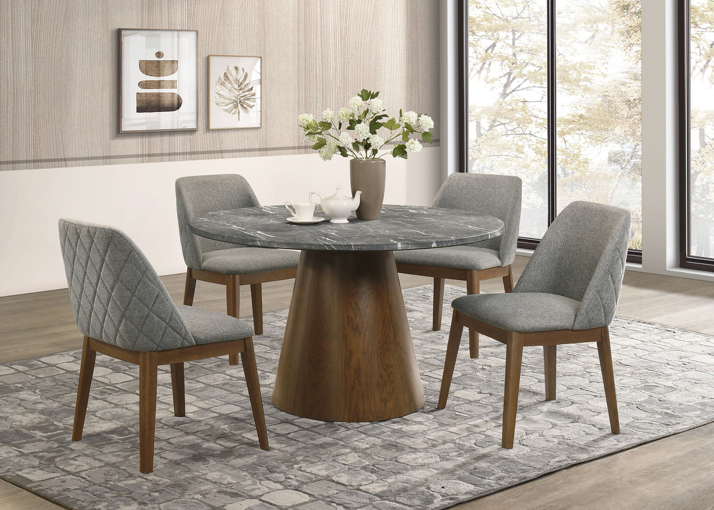 Franklin 59-inch Round Dining Table Grey and Dark Oak