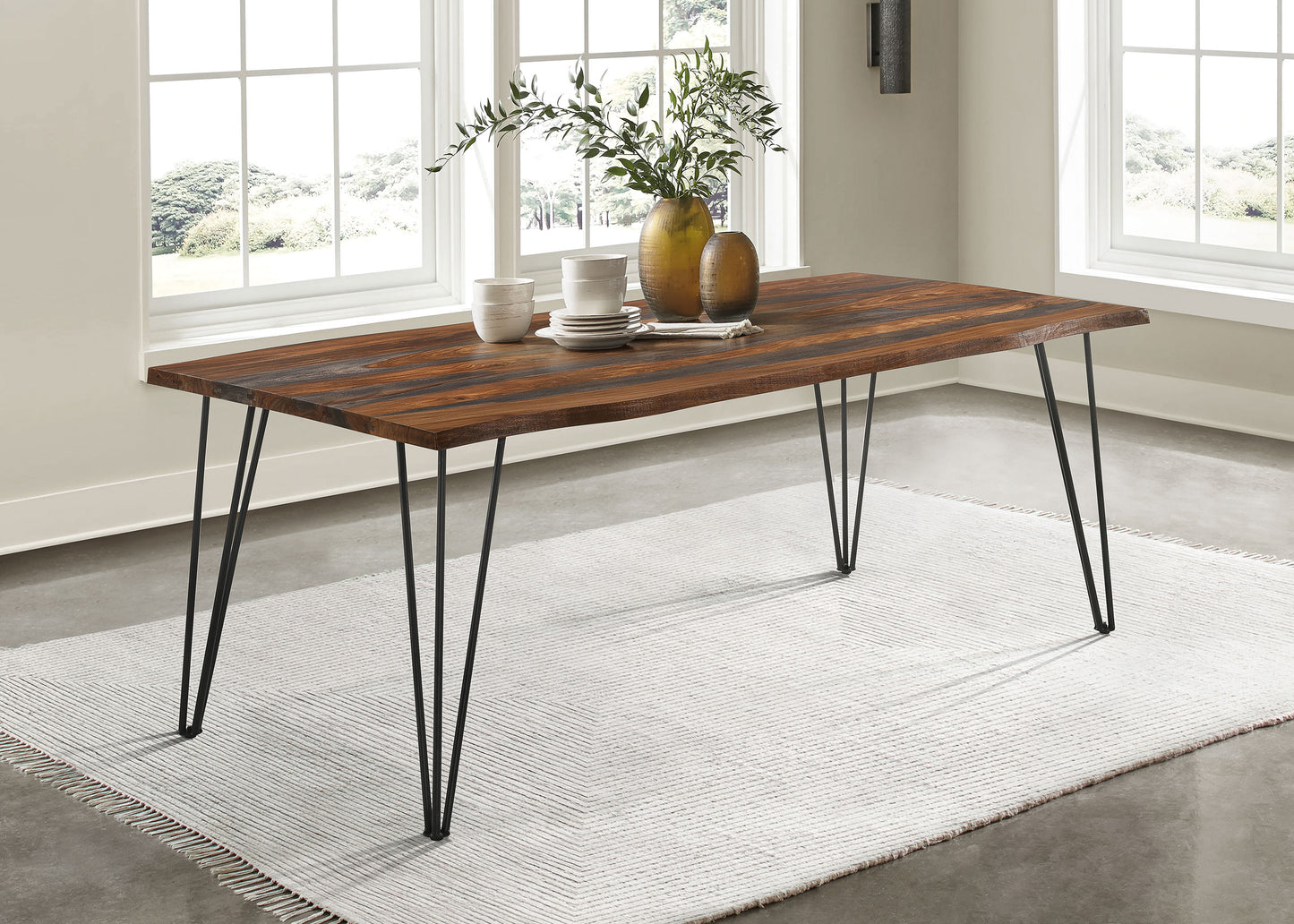 Neve 80-inch Live Edge Dining Table Grey Sheesham